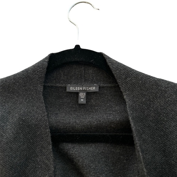 Eileen Fisher cardigan open front sweater dark gray size medium - Picture 4 of 6